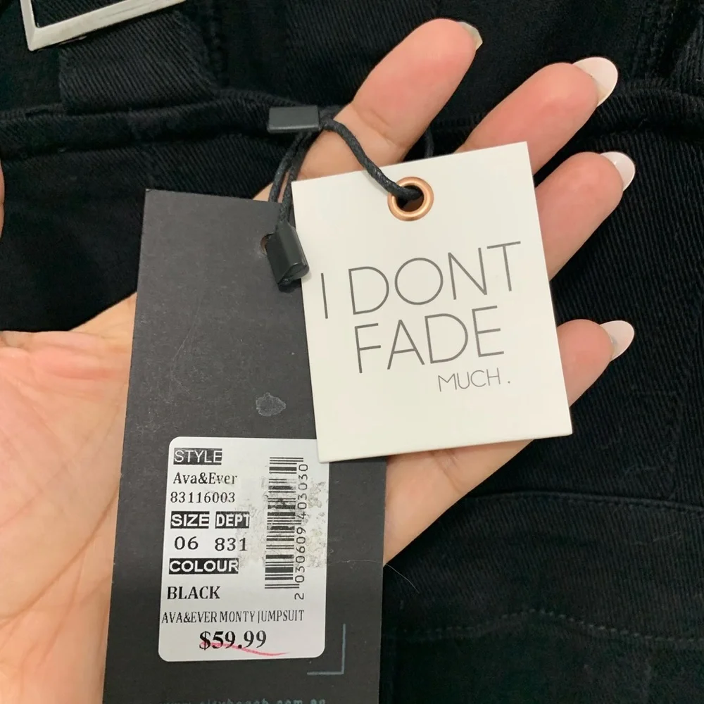 AVA & EVER Black Denim Jumpsuit Sz 6 BNWT - Picture 10 of 10